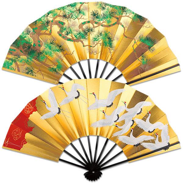 飾り京扇子/舞扇子タイプ 群鶴/緑松(Xb010) | 