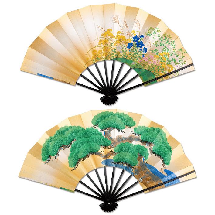 飾り京扇子/舞扇子タイプ 緑松/秋草(Xc002) |  | 01