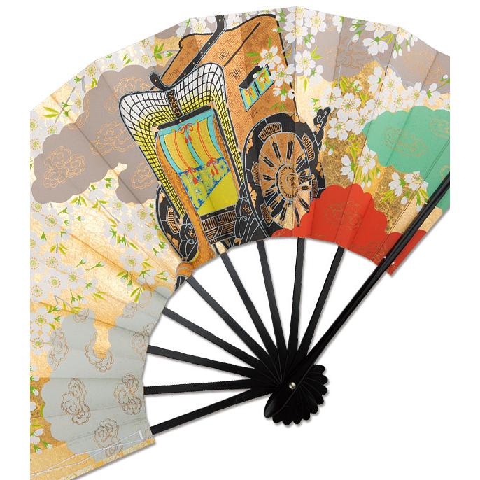 飾り京扇子/舞扇子タイプ 御所車/あやめ(Xd104) : 扇子司 伊藤常