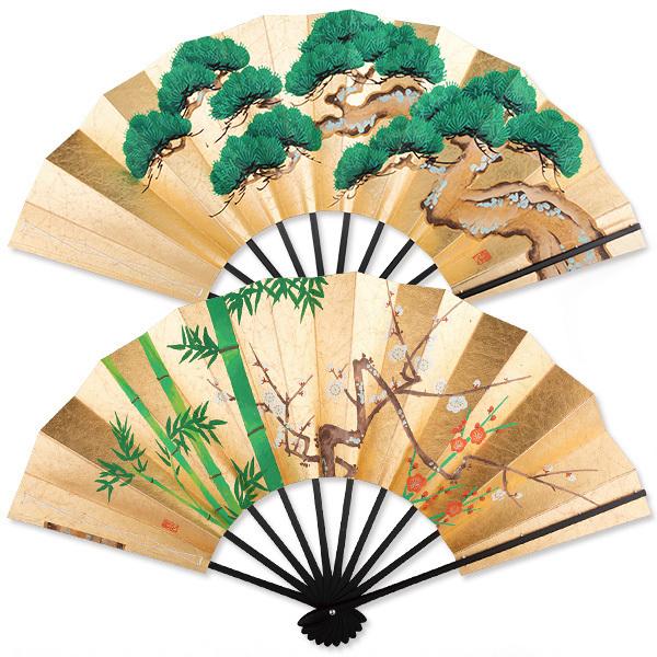 飾り京扇子/舞扇子タイプ 竹に紅白梅/老松(Xe004) | 