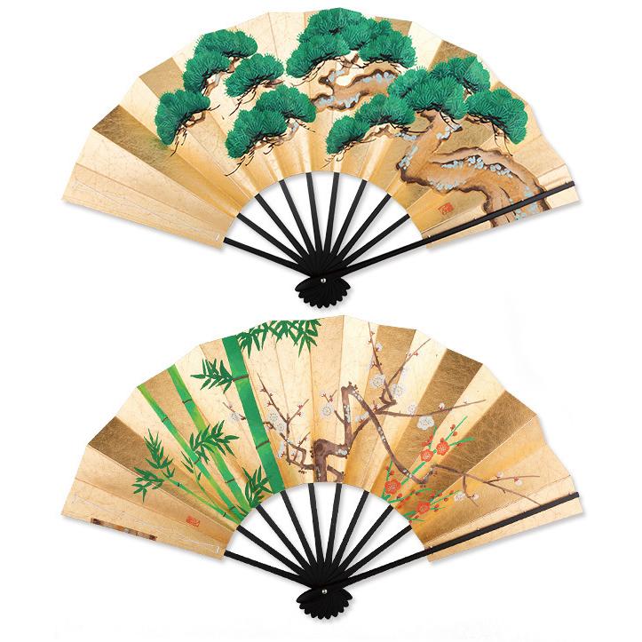 飾り京扇子/舞扇子タイプ 竹に紅白梅/老松(Xe004) |  | 01