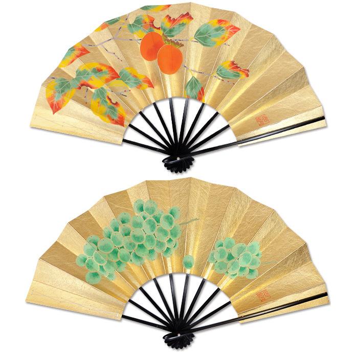 飾り京扇子/舞扇子タイプ マスカット/柿(Xe007) |  | 01