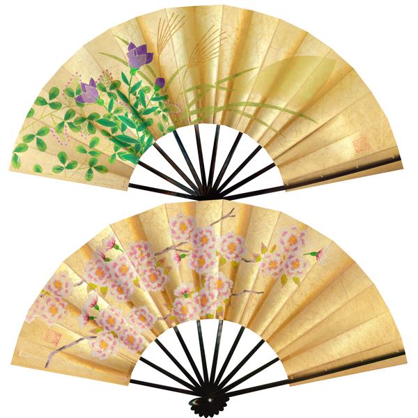 飾り京扇子/舞扇子タイプ 桜/月に秋草(Xe103) | 