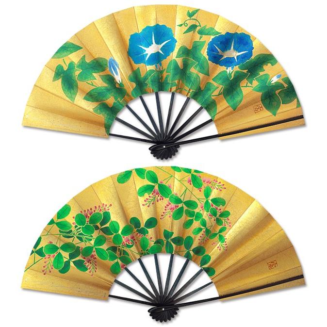 飾り京扇子/舞扇子タイプ 朝顔/萩(Xe107) |  | 01