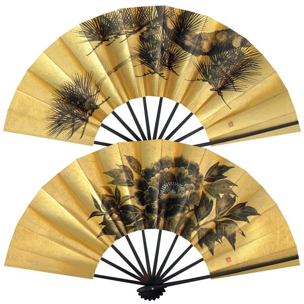 飾り京扇子/舞扇子タイプ 牡丹/松(Xe111)