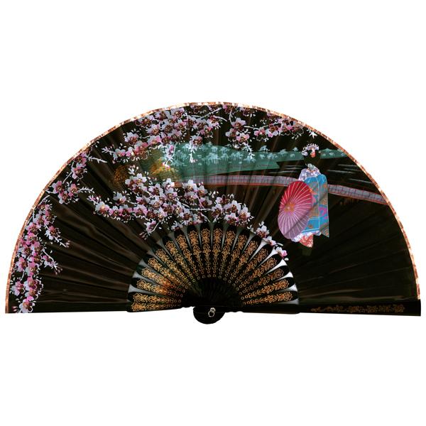 飾り京扇子/サテン扇子/舞妓　黒/21cm(Z115) | 