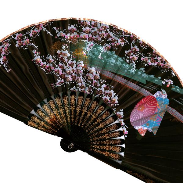 飾り京扇子/サテン扇子/舞妓　黒/21cm(Z115) |  | 02