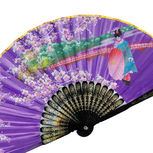 飾り京扇子/サテン扇子/舞妓　紫/21cm(Z116) |  | 01
