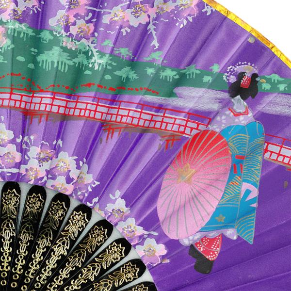 飾り京扇子/サテン扇子/舞妓　紫/21cm(Z116) |  | 03