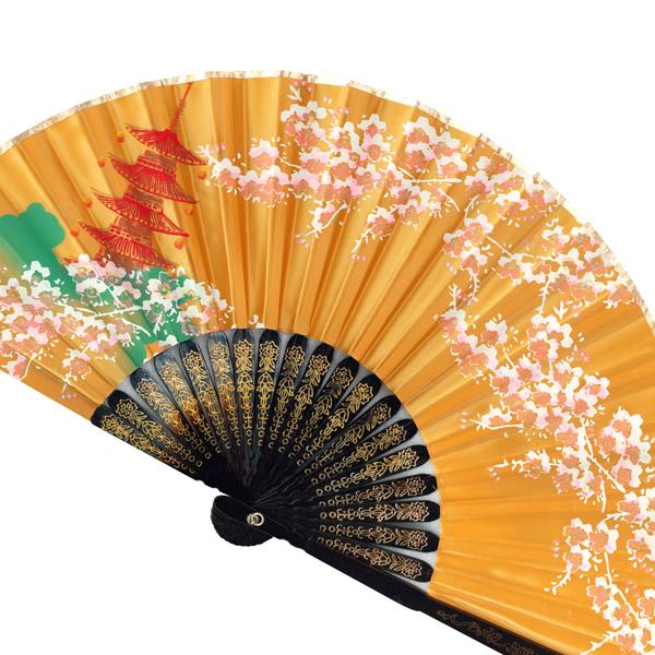 飾り京扇子/サテン扇子/塔桜金/21cm(Z123) |  | 01