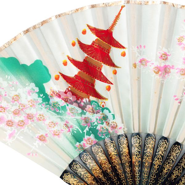 飾り京扇子/サテン扇子/塔桜白/21cm(Z124) |  | 02