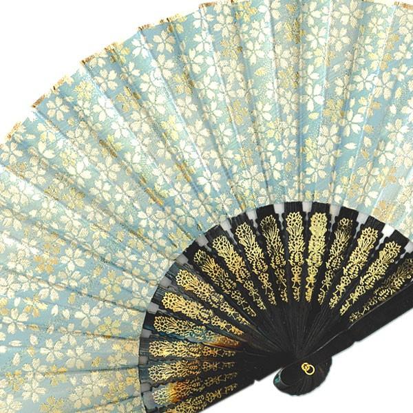 飾り京扇子/金襴櫻 水色/25cm(Z303) |  | 01