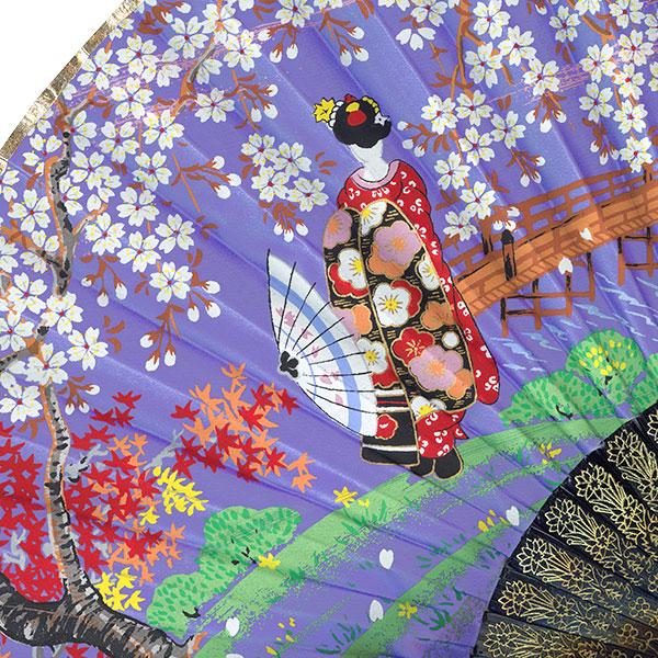 飾り京扇子 サテン扇子 舞扇型 桜金閣に舞妓 青紫 29cm(Z403) |  | 03