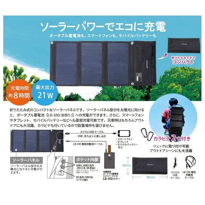 ☆ポータブル蓄電池【エナジープロS】専用ソーラーパネルLBP-21 ☆ポータブル蓄電池【エナジープロS】専用ソーラーパネルLBP-21