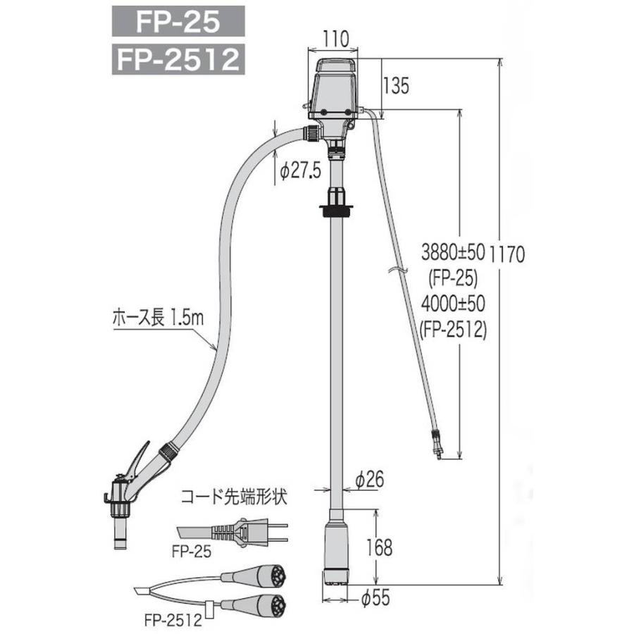 工進 電動ドラムポンプ ラクオート AC-100V FP-25 【KOSHIN/電動ドラムポンプ（一般用）/代引不可】｜itounouki｜07