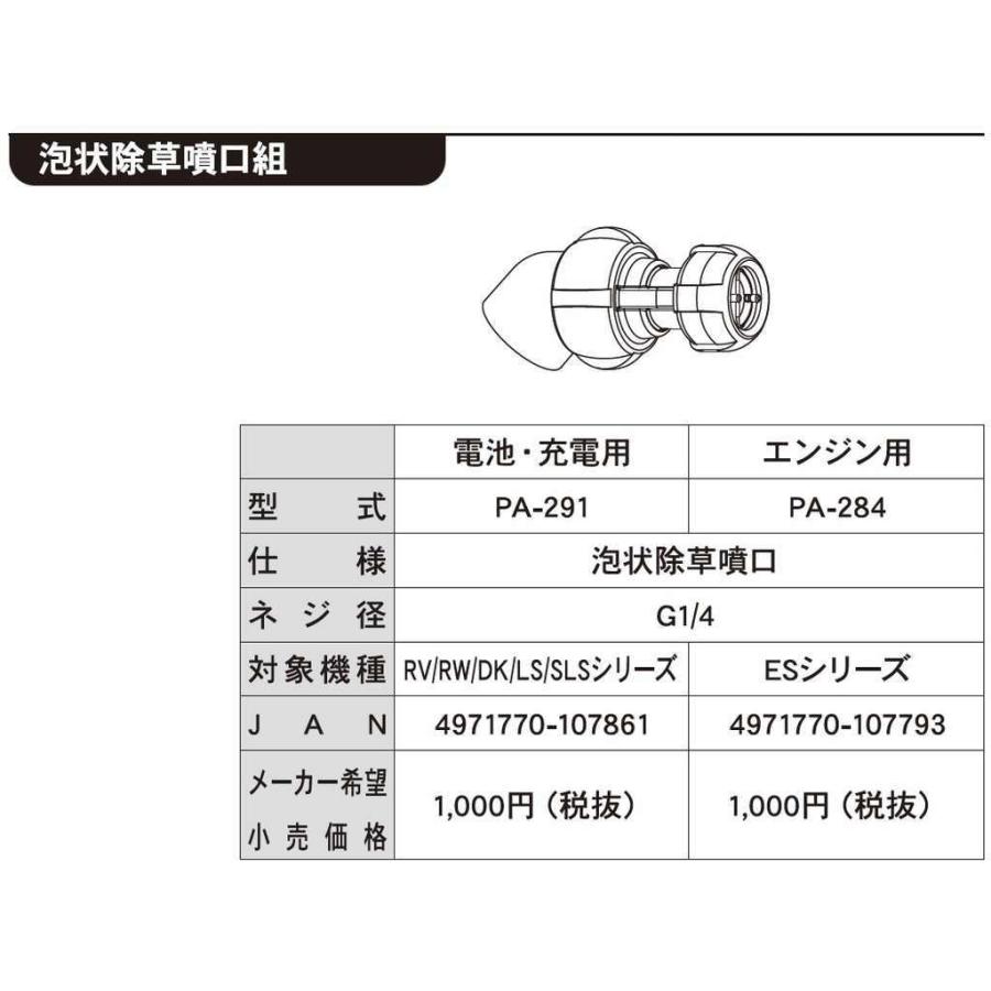 野原工芸　専用出品 工進 噴霧器用 泡状除草噴口（電池・充電式） G1／4ネジ PA