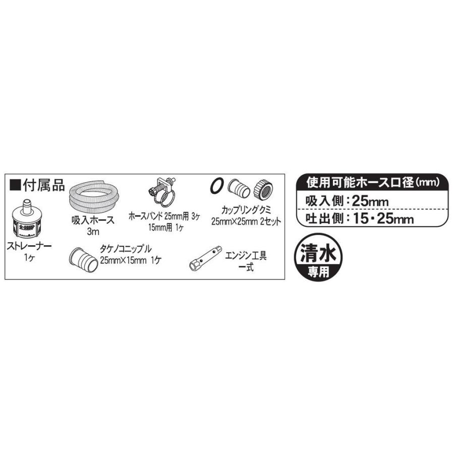 工進 エンジンポンプ ハイデルスポンプ 口径２５ミリ ２サイクル SEV-25L 【KOSHIN/エンジンポンプ/２５ミリ/代引不可】 | 工進 | 03