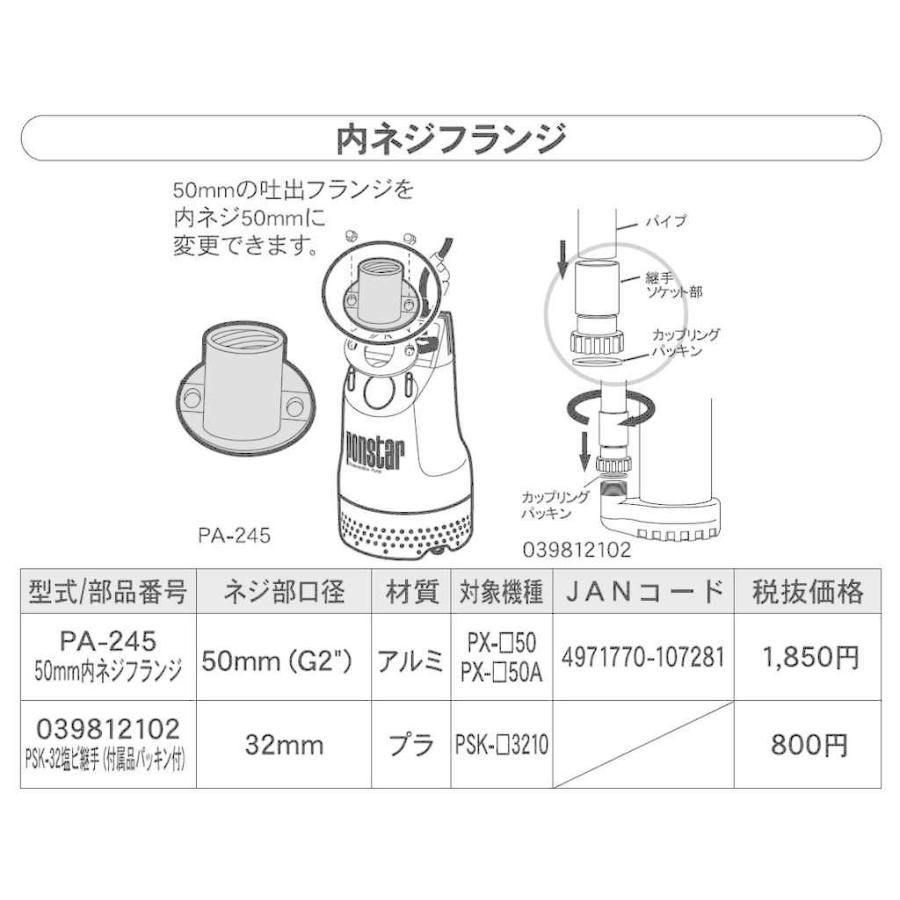 新品 工進 ポンプ PX-550A 口径50 50Hz 自動運転 揚程10ｍ 工進 水中ポンプ ポンスター PX-550A/PX-650A (自動運転型/汚水