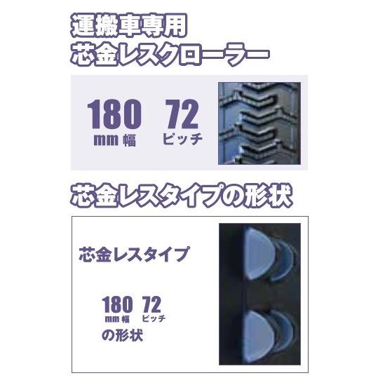 運搬車用 中古芯金レスクローラ ２本セット KBL ゴムクローラー 2本セット 運搬機 180×60×34 作業機 芯金あり 穴