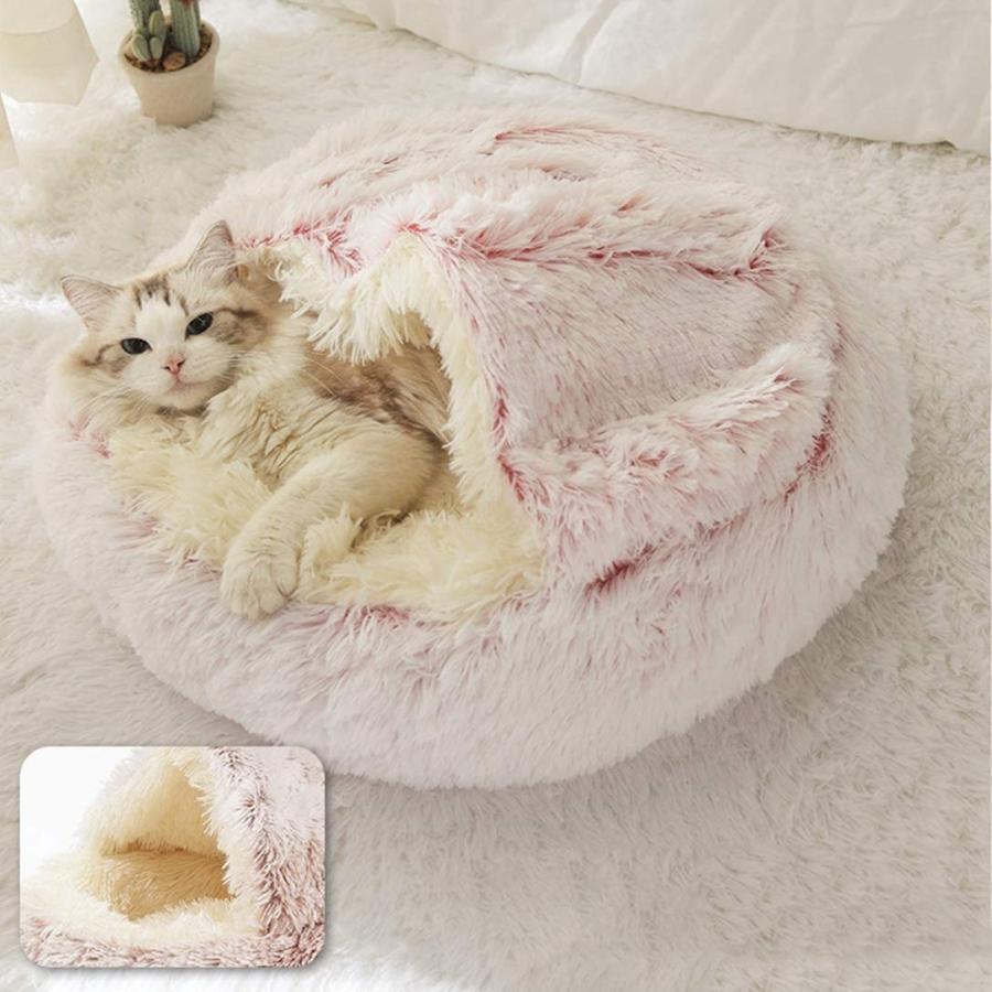 猫のベッド 猫の家 ペット用寝袋 おしゃれ 可愛い ふわふわ 暖かい 柔らかい 50CM 冬用 祝日 キャットハウス ペットハウス マイクロファイバー 室内用 ピンク 高額売筋 寝床