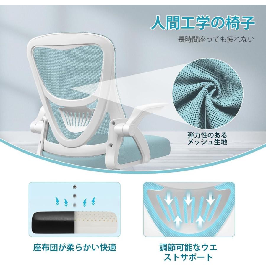 新品✨オフィスチェア　メッシュ生地 360度回転 昇降機能 静音キャスター EdoErgo EdoErgo オフィスチェア 椅子 テレワーク 疲れない 跳ね上げ式