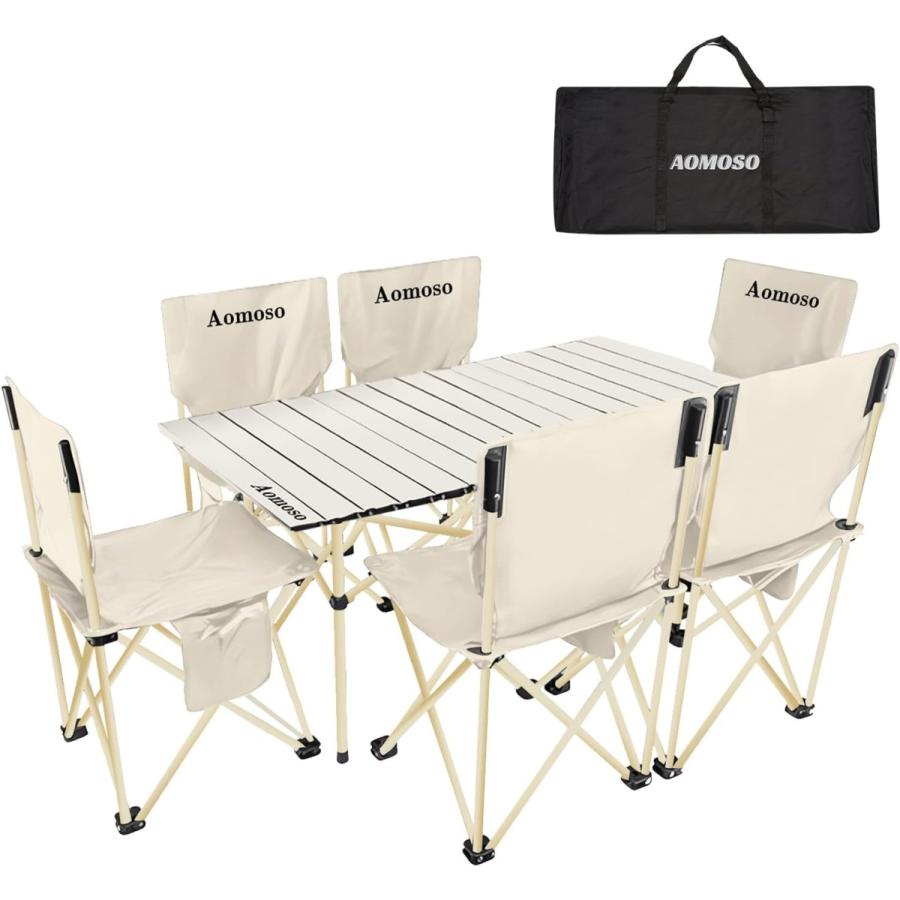 Aomoso アウトドア テーブルチェア 7点セット アルミテーブル椅子