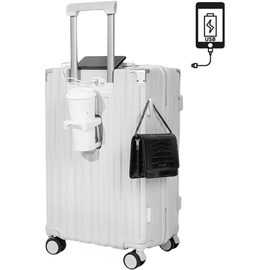 スーツケース  キャリーケース USBポート付き キャリーバッグ カップホルダー付き 隠しフック機能 充電機能 大型 静音 ダブルキャスター 耐衝撃 360度回転 軽量｜itousen-store｜02