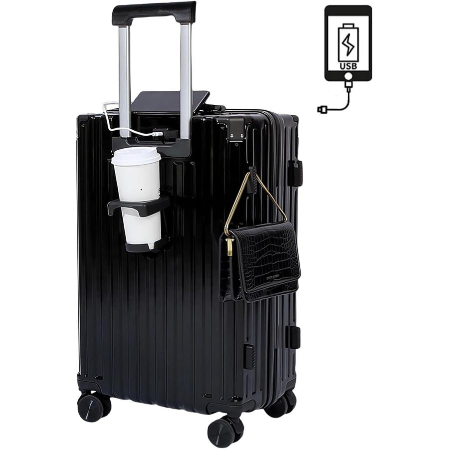 スーツケース  キャリーケース USBポート付き キャリーバッグ カップホルダー付き 隠しフック機能 充電機能 大型 静音 ダブルキャスター 耐衝撃 360度回転 軽量｜itousen-store｜04