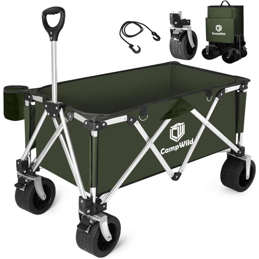 CampWild キャリーワゴン 大型タイヤ大容量260L 耐荷重200kg アルミ 