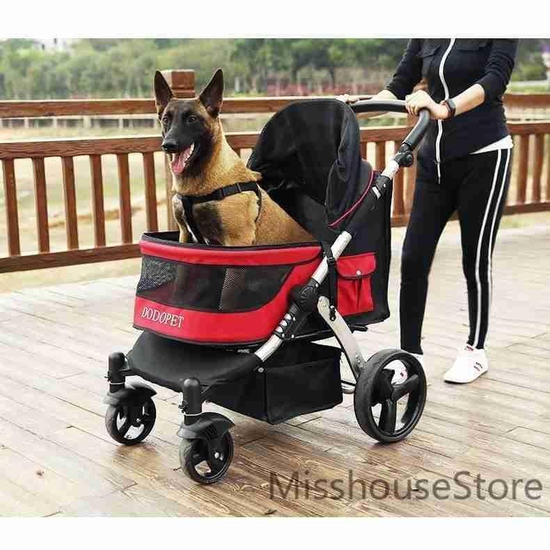 ペット用カート折り畳みベビーカー乳母車キャリーバッグ小型犬中型犬大型犬猫大型商品35kgまでレッドグレーブラック 