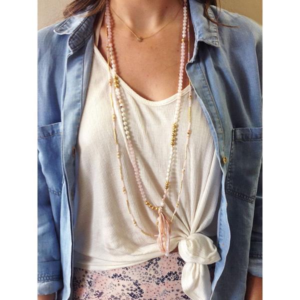 CHAN LUU チャンルー PINK MIX LAYERING TASSEL NECKLACE NGZ-10842