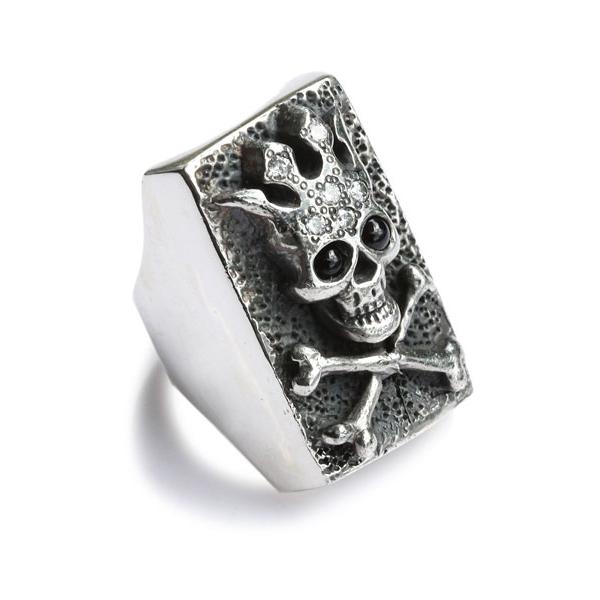 Flash Point フラッシュポイント JAM RING ZIRCON ジャムリング ジルコン 指輪 スカル ドクロ 骸骨 スクエア ブラックオニキス クリアジルコニア 骨 ボーンの画像