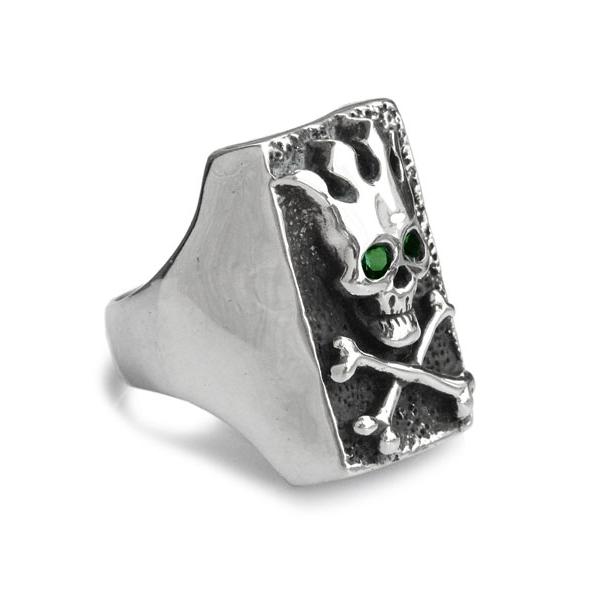 Flash Point フラッシュポイント JAM RING (EMERALD) ジャムリング ( エメラルド ) 正規品 指輪 スカル ドクロ 骸骨 スクエア ブラックオニキス 骨 ボーン …の画像