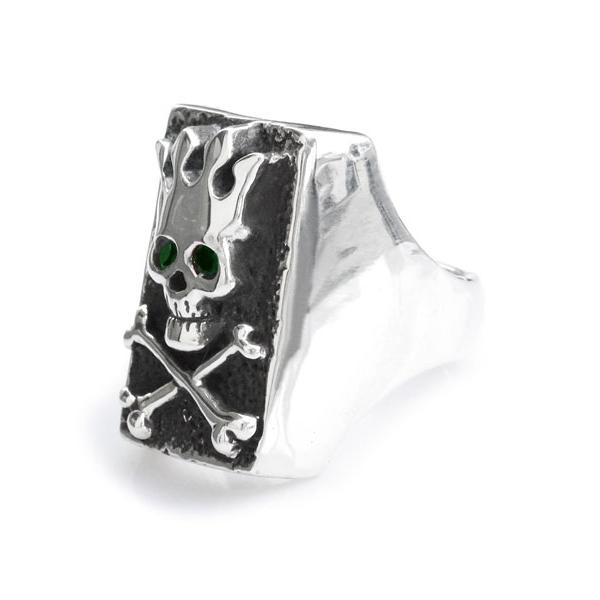 Flash Point フラッシュポイント JAM RING (EMERALD) ジャムリング ( エメラルド ) 正規品 指輪 スカル ドクロ 骸骨 スクエア ブラックオニキス 骨 ボーン …の画像