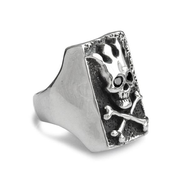 Flash Point フラッシュポイント JAM RING (ONYX) ジャムリング (オニキス) 正規品 指輪 スカル ドクロ 骸骨 スクエア ブラックオニキス 骨 ボーン シルバ…の画像