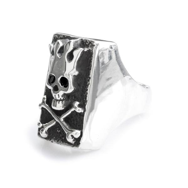 Flash Point フラッシュポイント JAM RING (ONYX) ジャムリング (オニキス) 正規品 指輪 スカル ドクロ 骸骨 スクエア ブラックオニキス 骨 ボーン シルバ…の画像