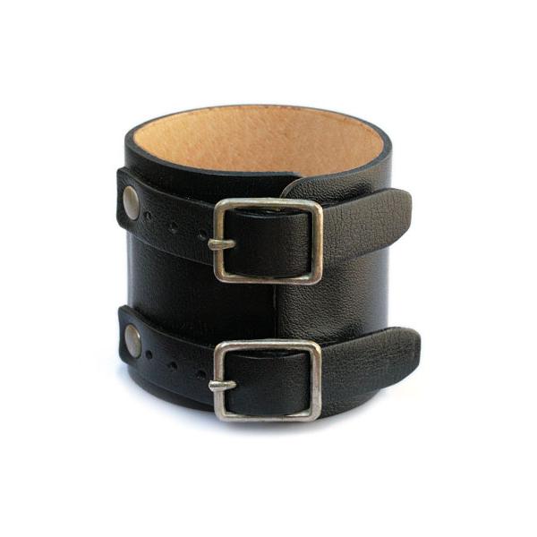 gbb custom leather / gbb カスタム レザー JD Cuff Bracelet JD カフ ブレスレット ( ブラック ) 正規品 レザー 革 黒 ブレス バックル ベルト メンズ …_1
