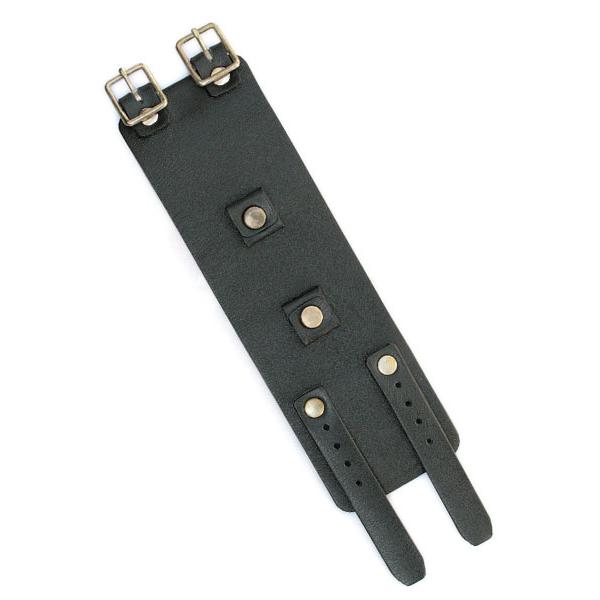gbb custom leather / gbb カスタム レザー JD Cuff Bracelet JD カフ ブレスレット ( ブラック ) 正規品 レザー 革 黒 ブレス バックル ベルト メンズ …_2