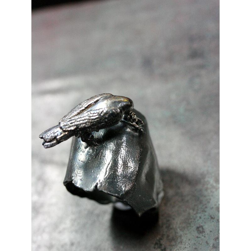 HOASHI YUSUKE ホアシユウスケ ゴミあさり 正規品 リング 指輪 アニマル 動物 カラス 烏 鳥 アンティークカラー 銀 黒 ...