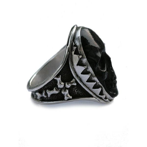 Lee Downey リーダウニー Large Skull Ring (Jet) / スカル リング 指輪 ジェット 化石 ドクロ シルバー メンズ レディース 送料無料の画像