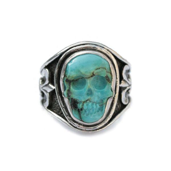 Lee Downey リーダウニー Sculpted Skull Ring - Turquoise / スカル