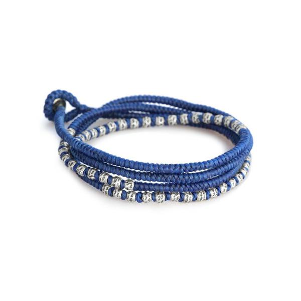 M.Cohen エムコーエン knotted 4 wrap silver thai hammered bead B-103709-SLV-BLU ノット 4ラップ シルバータイ ハンマービーズ 正規品 ブレスレット …｜its12midnight｜02