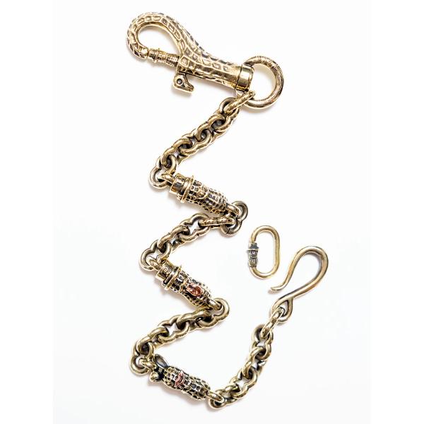 PEANUTS&CO. ピーナッツカンパニー 3 PEANUTS WALLET CHAIN ( brass ) 3ピーナッツ ウォレットチェーン ブラス 正規品 キーホルダー キーリング 真鍮の画像