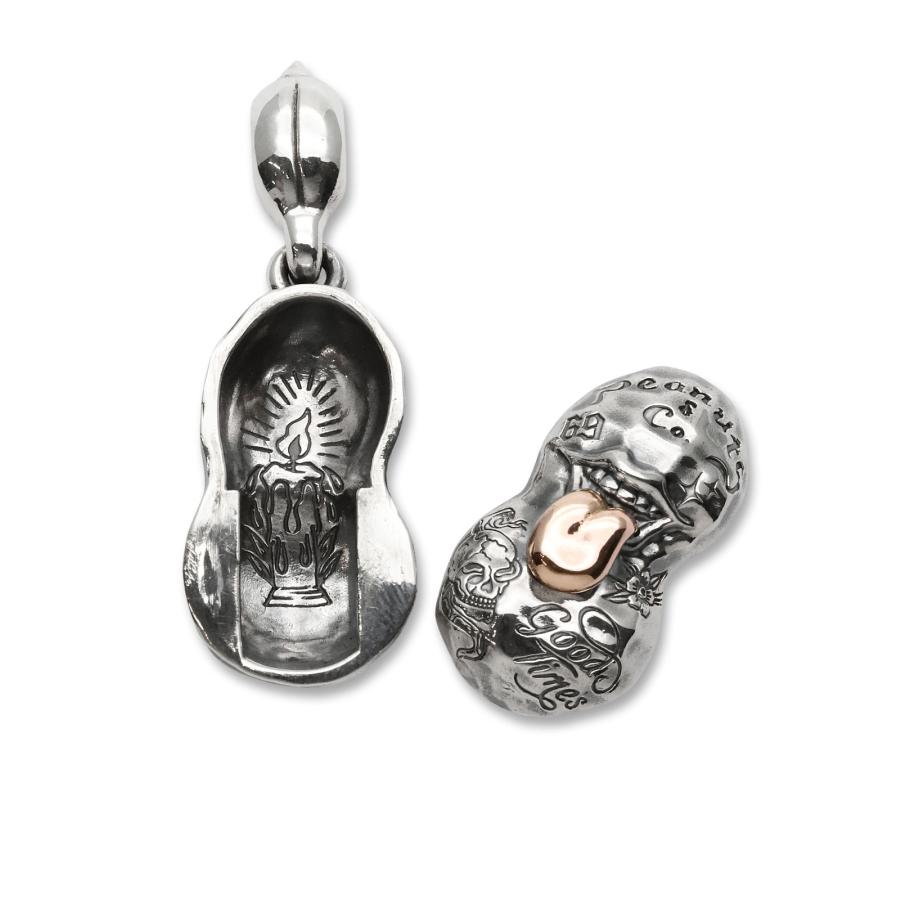 PEANUTS&CO. ピーナッツカンパニー BERO TATTOO PEANUTS ( slide ) Silver × K10 Pink Gold L Size ベロ タトゥー ピーナッツ シルバー × ピンクゴールドの画像