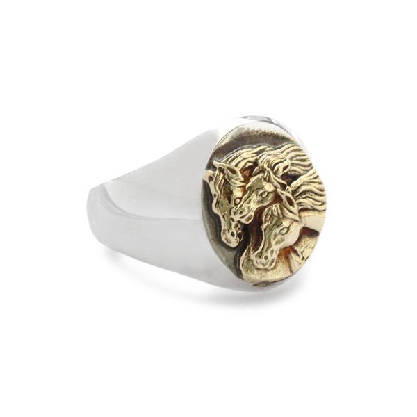 ピーナッツカンパニー PEANUTS&CO. PHARAOHS HORSES RING OVAL (S / Silver × K10 Gold) ホースリング (シルバー × K10ゴールド) 馬 指輪 正規品の画像