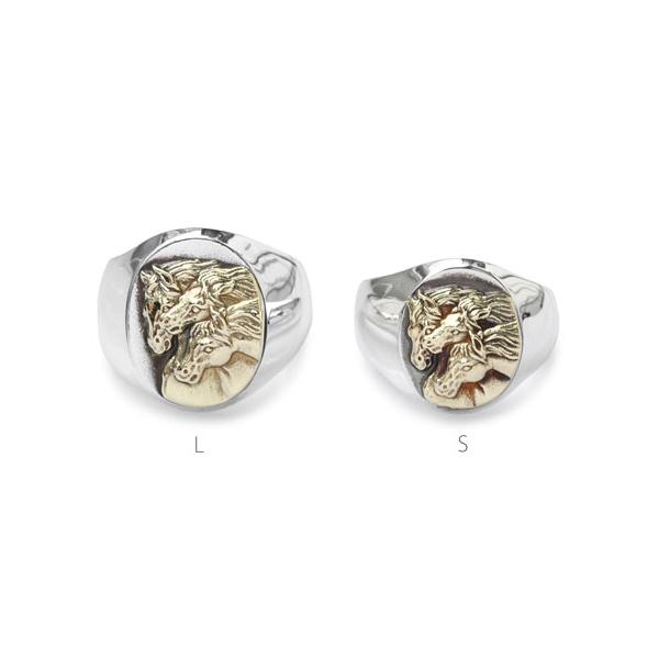 ピーナッツカンパニー PEANUTS&CO. PHARAOHS HORSES RING OVAL (S / Silver × K10 Gold) ホースリング (シルバー × K10ゴールド) 馬 指輪 正規品の画像