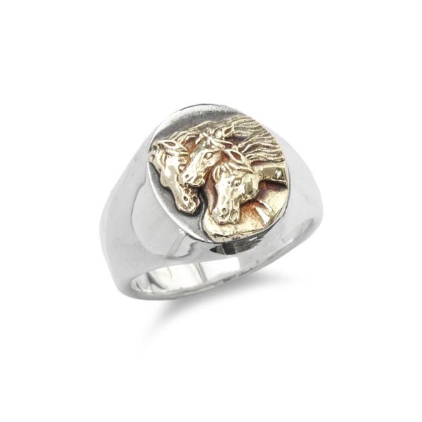 ピーナッツカンパニー PEANUTS&CO. PHARAOHS HORSES RING OVAL (S / Silver × K10 Gold) ホースリング (シルバー × K10ゴールド) 馬 指輪 正規品の画像
