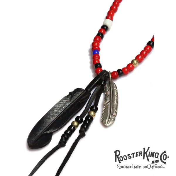 ROOSTERKING & CO. ルースターキング&カンパニー it's12midnight Limited レザーフェザー&ビーズ ネックレス 正規品 ペンダント 羽根 限定