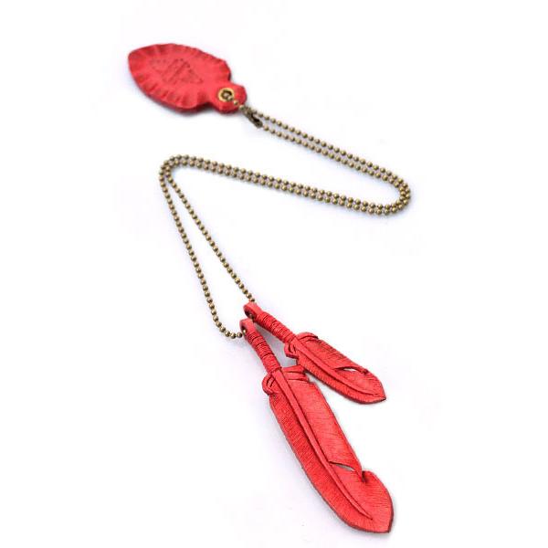 ROOSTERKING & CO. ルースターキング&カンパニー Leather Feather necklace (Red) レザーフェザーネックレス レッド 正規品 ペンダント コード デ…_2
