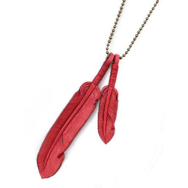 ROOSTERKING & CO. ルースターキング&カンパニー Leather Feather necklace (Red) レザーフェザーネックレス レッド 正規品 ペンダント コード デ…_1
